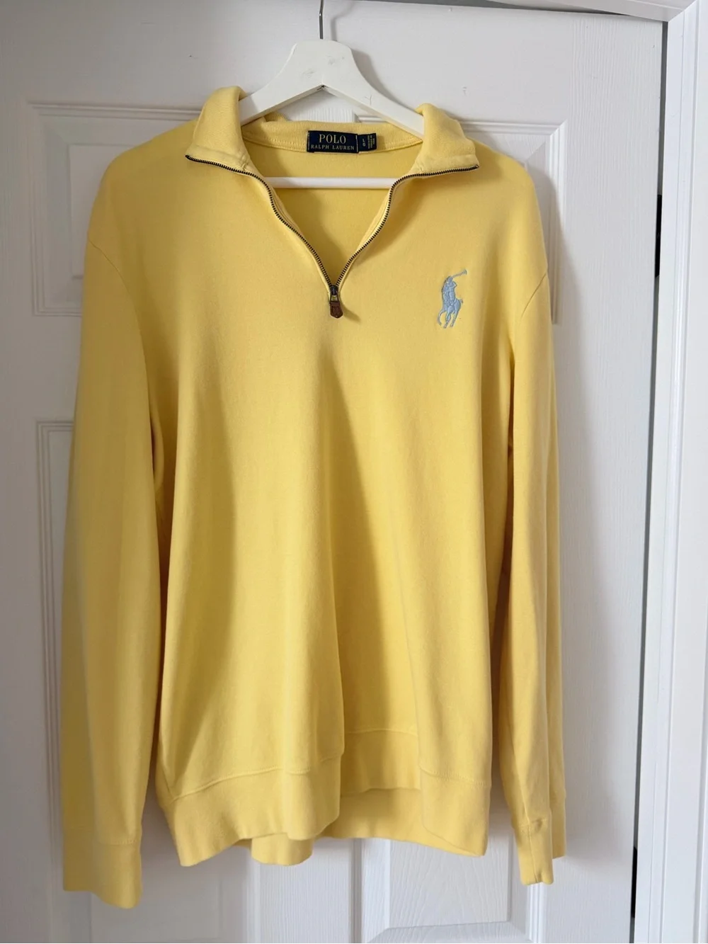 Polo Ralph Lauren Men’s Yellow Quarter-Zip Cotton Pullover Big Pony Size Large
